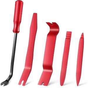imageLivTee 5 pcs Auto Trim Removal Tool Kit No Scratch Plastic Pry Tool Kit  Interior Door Panel Clip Fastener Removal Set for Vehicle Dash Radio Audio Installer BlueRed
