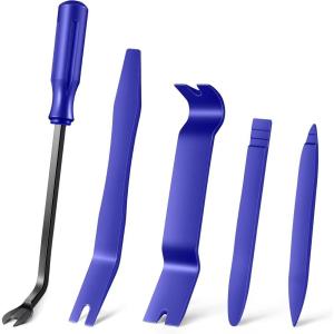 imageLivTee 5 pcs Auto Trim Removal Tool Kit No Scratch Plastic Pry Tool Kit  Interior Door Panel Clip Fastener Removal Set for Vehicle Dash Radio Audio Installer BlueBlue