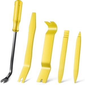 imageLivTee 5 pcs Auto Trim Removal Tool Kit No Scratch Plastic Pry Tool Kit  Interior Door Panel Clip Fastener Removal Set for Vehicle Dash Radio Audio Installer BlueYellow