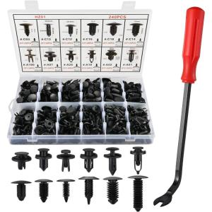 imageLivTee Auto Trim Removal Tool Kit Clip Fastener Remover Pry Tools Set100 Pcs Bumper Retainer Clips Car Plastic Rivets Fasteners Push Retainer Kit with 6 Pcs Storage Removal Tool Blue2401Red