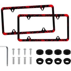 imageLivTee Flower Floral License Plate Frames 4 Holes Stainless Steel License Plate Covers 2PCS Car License Plate Holder Automotive Exterior AccessoriesBlood