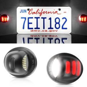 imageLivTee License Plate Light 2PCS LED License Plate Light Assembly Tag Lights for License Plate Fits for Ford F150 F250 F350 Fits for Bronco Fits for Expedition Xenon White with Red StripesRed  White