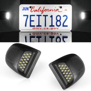 imageLivTee License Plate Light Tag Lights for License Plate 2PCS LED License Plate Light Assembly Fits for Chevrolet Fits for Silverado Fits for GMC Fits for Cadillac Xenon White with Red StripesWhite