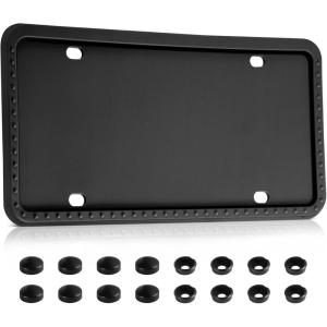 imageLivTee Silicone License Plate Frames Covers 2 Pack Universal American Car Accessory License Plate Bracket Holder Licence Plate Accessories  GrayBlack1 Pack