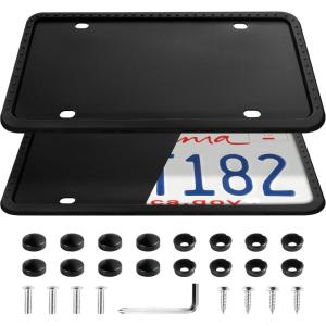 imageLivTee Silicone License Plate Frames Covers 2 Pack Universal American Car Accessory License Plate Bracket Holder Licence Plate Accessories  GrayBlack2 Packtool