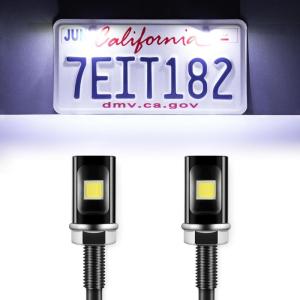 imageLivTee Super Bright License Plate Light 12V License Tag Screw Bolt Accessories Waterproof Black Aluminium Light Holder Legal for Car Motorcycle Truck RV ATV Bike Xenon White2PCSXenon White