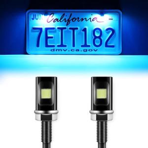 imageLivTee Super Bright License Plate Light 12V License Tag Screw Bolt Accessories Waterproof Black Aluminium Light Holder Legal for Car Motorcycle Truck RV ATV Bike Xenon White2PCSIce Blue