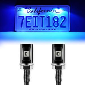imageLivTee Super Bright License Plate Light 12V License Tag Screw Bolt Accessories Waterproof Black Aluminium Light Holder Legal for Car Motorcycle Truck RV ATV Bike Xenon White2PCSBlue