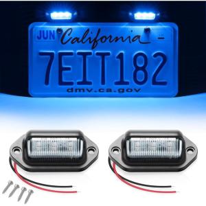 imageLivTee Waterproof 12V License Plate LED Light for RV Camper Truck SUV Trailer Van Step Courtesy Lights Dome Cargo Lights or Under Hood Lights Xenon White2PCSBlue