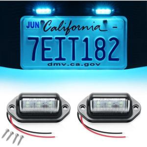 imageLivTee Waterproof 12V License Plate LED Light for RV Camper Truck SUV Trailer Van Step Courtesy Lights Dome Cargo Lights or Under Hood Lights Xenon White2PCSIce Blue
