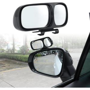 imageLivTee Black Framed Round Blind Spot Mirror HD Glass and Wide Angle Rearview Mirror with Adjustable Stick for Universal Car 2 pcsDoubleLeft