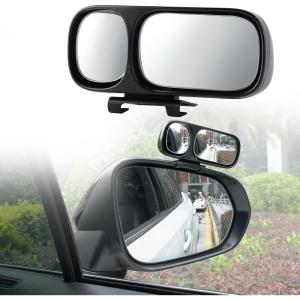 imageLivTee Black Framed Round Blind Spot Mirror HD Glass and Wide Angle Rearview Mirror with Adjustable Stick for Universal Car 2 pcsDoubleRight