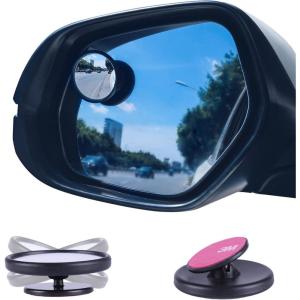 imageLivTee Black Framed Round Blind Spot Mirror HD Glass and Wide Angle Rearview Mirror with Adjustable Stick for Universal Car 2 pcsRound