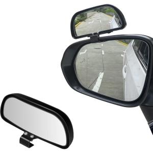 imageLivTee Black Framed Round Blind Spot Mirror HD Glass and Wide Angle Rearview Mirror with Adjustable Stick for Universal Car 2 pcsScrew Model