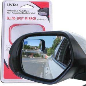 imageLivTee Blind Spot Mirror Oval HD Glass Frameless Convex Rear View Mirror with wide angle Adjustable Stick for Cars SUV and Trucks Pack of 2Rectangle