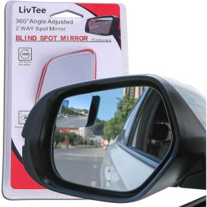 imageLivTee Blind Spot Mirror Oval HD Glass Frameless Convex Rear View Mirror with wide angle Adjustable Stick for Cars SUV and Trucks Pack of 2Rhombus