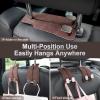 imageLivTee Headrest Purse Hook for Car Seat Hook Hangers Storage Organizer for Bags and Coats Holder Upgrade Leather Double Hook and Mobile Phone Holder for Universal Vehicle Car Accessories BrownBrown