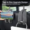 imageLivTee Headrest Purse Hook for Car Seat Hook Hangers Storage Organizer for Bags and Coats Holder Upgrade Leather Double Hook and Mobile Phone Holder for Universal Vehicle Car Accessories BrownGray