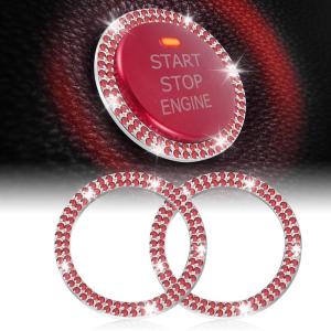 imageLivTee Car Engine Start Stop Decoration Ring Crystal Double Rhinestone Bling Car Interior Accessories for Women Key Ignition ampamp Knob Bling Ring Push to Start Button CoverSticker ColorfulRed