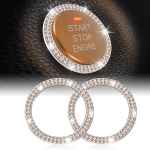 imageLivTee Car Engine Start Stop Decoration Ring Crystal Double Rhinestone Bling Car Interior Accessories for Women Key Ignition ampamp Knob Bling Ring Push to Start Button CoverSticker ColorfulGold