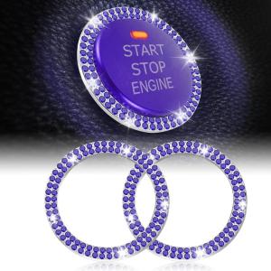 imageLivTee Car Engine Start Stop Decoration Ring Crystal Double Rhinestone Bling Car Interior Accessories for Women Key Ignition ampamp Knob Bling Ring Push to Start Button CoverSticker ColorfulDark Blue