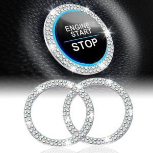 imageLivTee Car Engine Start Stop Decoration Ring Crystal Double Rhinestone Bling Car Interior Accessories for Women Key Ignition ampamp Knob Bling Ring Push to Start Button CoverSticker ColorfulColorful