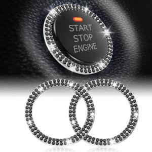 imageLivTee Car Engine Start Stop Decoration Ring Crystal Double Rhinestone Bling Car Interior Accessories for Women Key Ignition ampamp Knob Bling Ring Push to Start Button CoverSticker ColorfulBlack