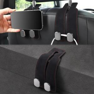 imageLivTee Car Hook 2Pack Leather ampamp Iron Headrest Mount Hangers for Bags Coats ampamp Phones Black