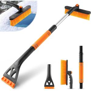 imageLivTee Ice Scraper and Snow Brush for Car Windshield 32quot Extendable Snow Removal Tool with 360 Rotating Brush Automotive Exterior Accessories and Winter Essentials for Cars Trucks and SUVsBlueOrange