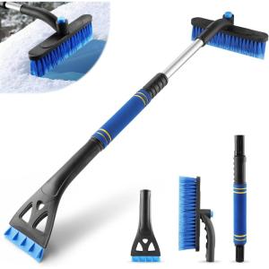 imageLivTee Ice Scraper and Snow Brush for Car Windshield 32quot Extendable Snow Removal Tool with 360 Rotating Brush Automotive Exterior Accessories and Winter Essentials for Cars Trucks and SUVsBlueBlue