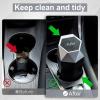 imageLivTee Car Trash Can with Lid Diamond Design Small Automatic Portable Trash Can with 2PCS Car Purse Hook for Purses and Bags Car Interior Accessories for Women Men BlackSilver