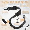 imageLivTee Dog Seat Belt for Car 2 Packs Set Retractable Dog Car Harness Adjustable and Comfortable Dog Car Seatbelt Leash Elastic Nylon Pet Safety Seatbelts for Vehicles Dog Accessories for CarBlack
