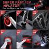 imageLivTee Tire Inflator Portable Air Compressor for Car Tires  Car Accessories 12V DC Air Pump with Digital Tire Pressure Gauge Max 150PSI with Emergency LED Lights for Car Camper RV TruckRed