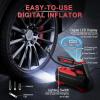 imageLivTee Tire Inflator Portable Air Compressor for Car Tires  Car Accessories 12V DC Air Pump with Digital Tire Pressure Gauge Max 150PSI with Emergency LED Lights for Car Camper RV TruckRed