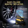 imageLivTee Tire Inflator Portable Air Compressor for Car Tires  Car Accessories 12V DC Air Pump with Digital Tire Pressure Gauge Max 150PSI with Emergency LED Lights for Car Camper RV TruckYellow