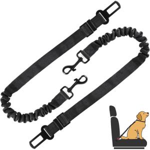 imageLivTee Dog Seat Belt for Car 2 Packs Set Retractable Dog Car Harness Adjustable and Comfortable Dog Car Seatbelt Leash Elastic Nylon Pet Safety Seatbelts for Vehicles Dog Accessories for CarBlack