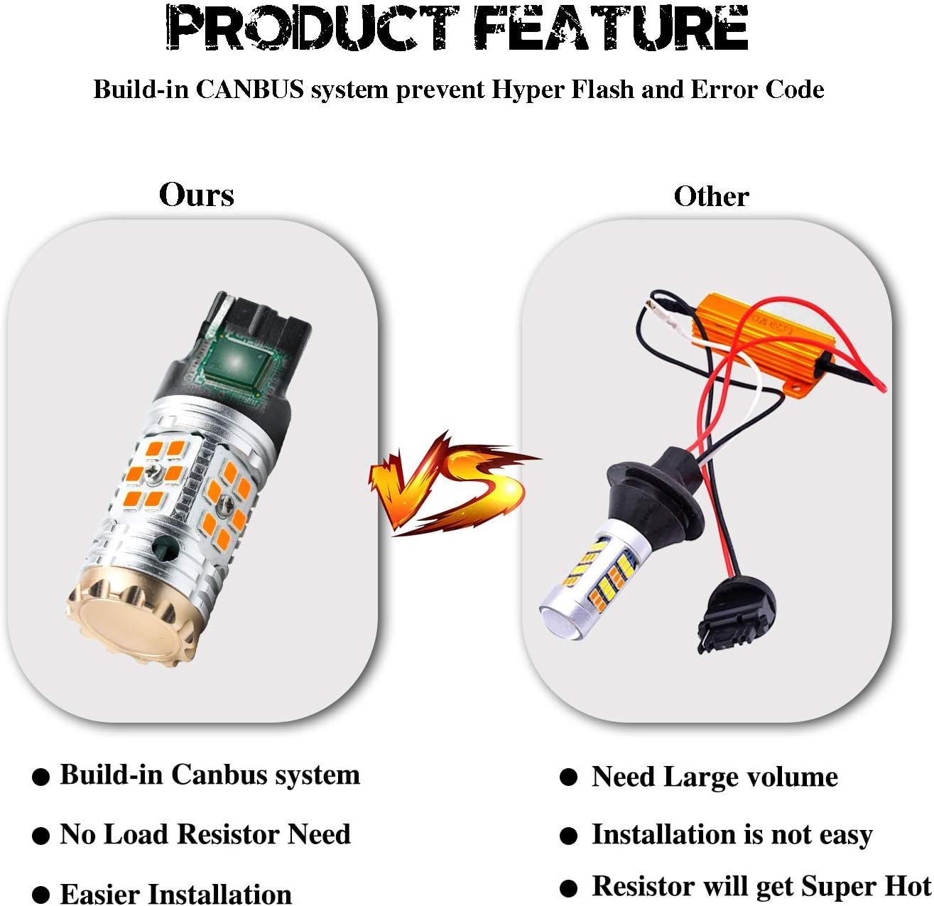 imageLivTee 1156 BA15S P21W 7506 LED Turn Signal Light Blinker Bulbs  Error Free Canbus  Anti Hyper Flash Amber Yellow7440