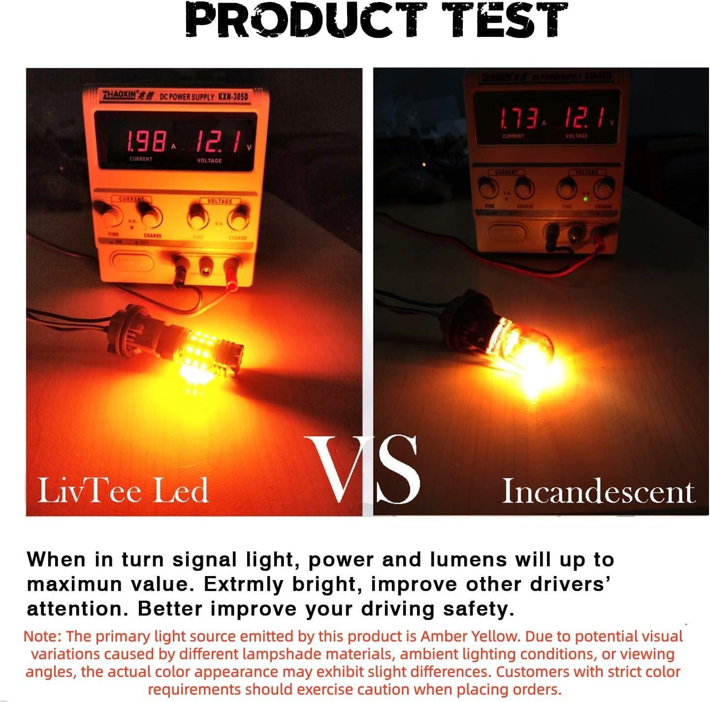 imageLivTee 1156 BA15S P21W 7506 LED Turn Signal Light Blinker Bulbs  Error Free Canbus  Anti Hyper Flash Amber Yellow7440