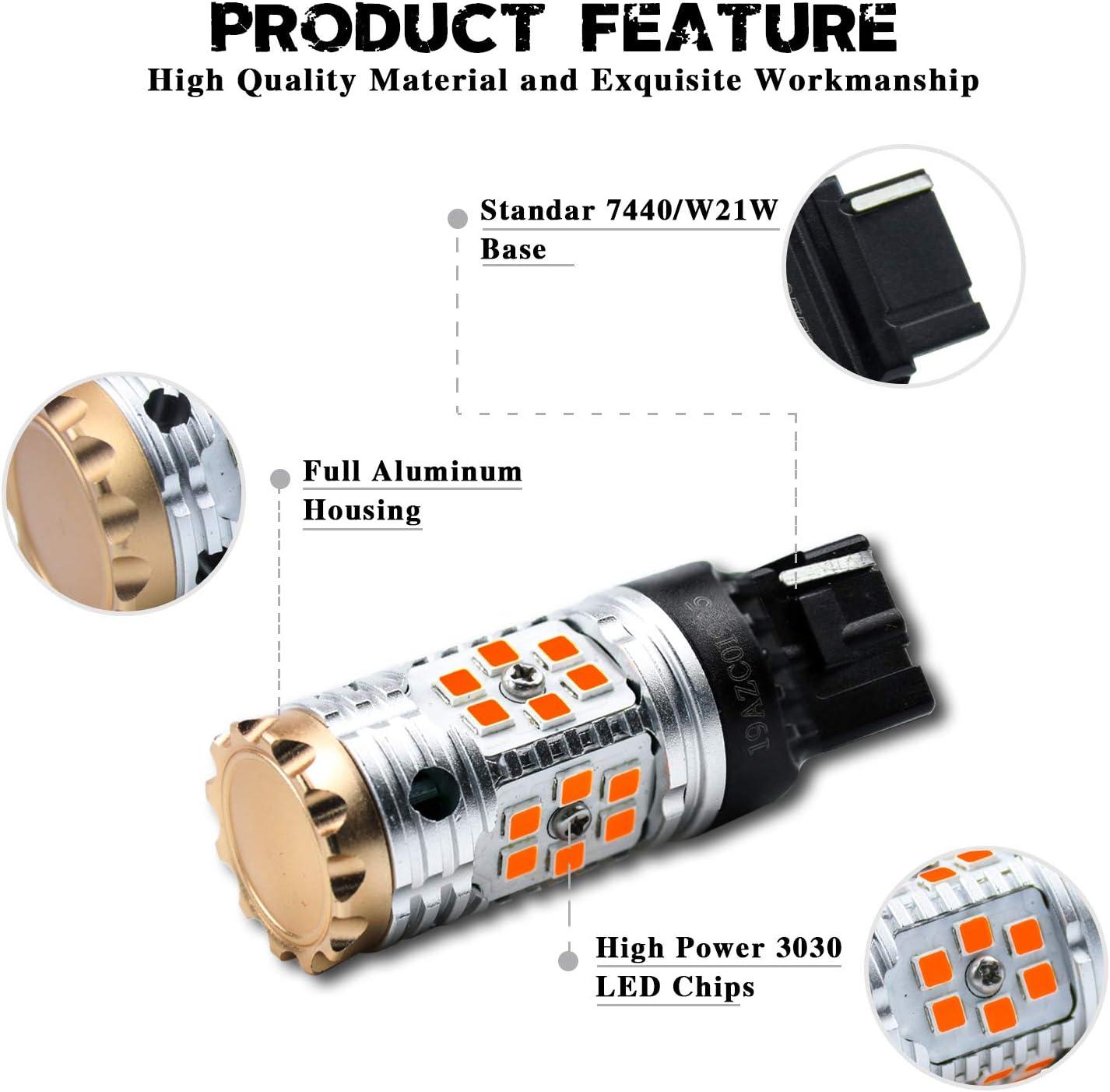 imageLivTee 1156 BA15S P21W 7506 LED Turn Signal Light Blinker Bulbs  Error Free Canbus  Anti Hyper Flash Amber Yellow7440