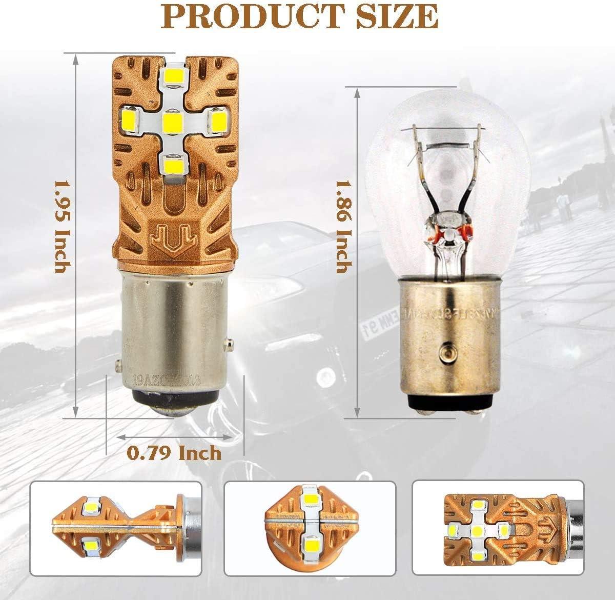 imageLivTee 1157 2057 2357 7528 BAY15D LED Bulbs Super Bright Replacement for Tail Brake LightsBrilliant RedXenon White