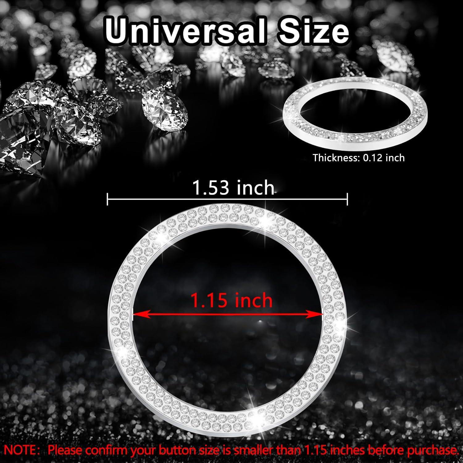 imageLivTee 2 PCS Crystal Rhinestone Car Engine Start Stop Decoration Ring Bling Car Interior Accessories for Women Push to Start Button Cover Sticker Automotive Decals WhiteDouble White