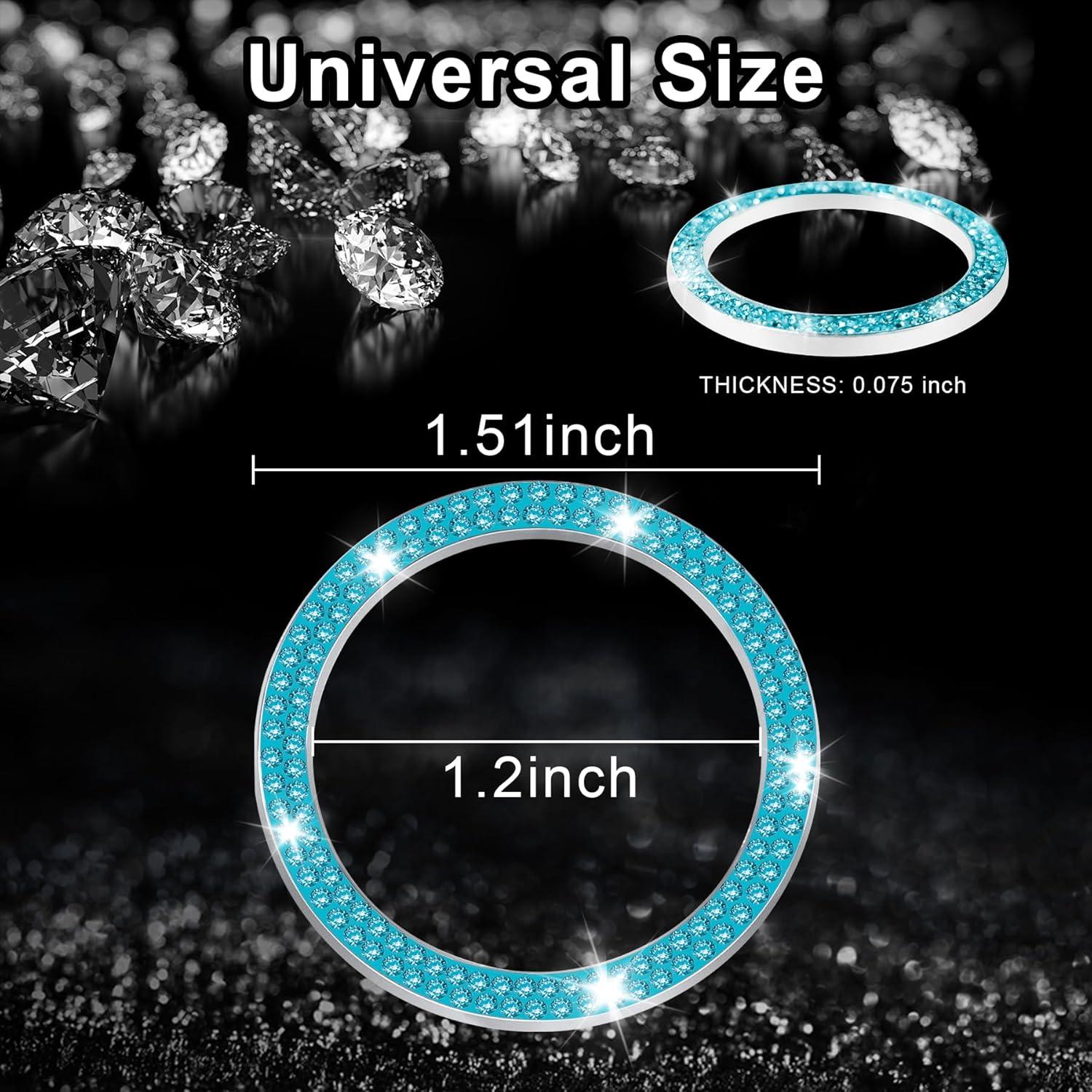 imageLivTee 2 PCS Crystal Rhinestone Car Engine Start Stop Decoration Ring Bling Car Interior Accessories for Women Push to Start Button Cover Sticker Automotive Decals WhiteDouble Cyan
