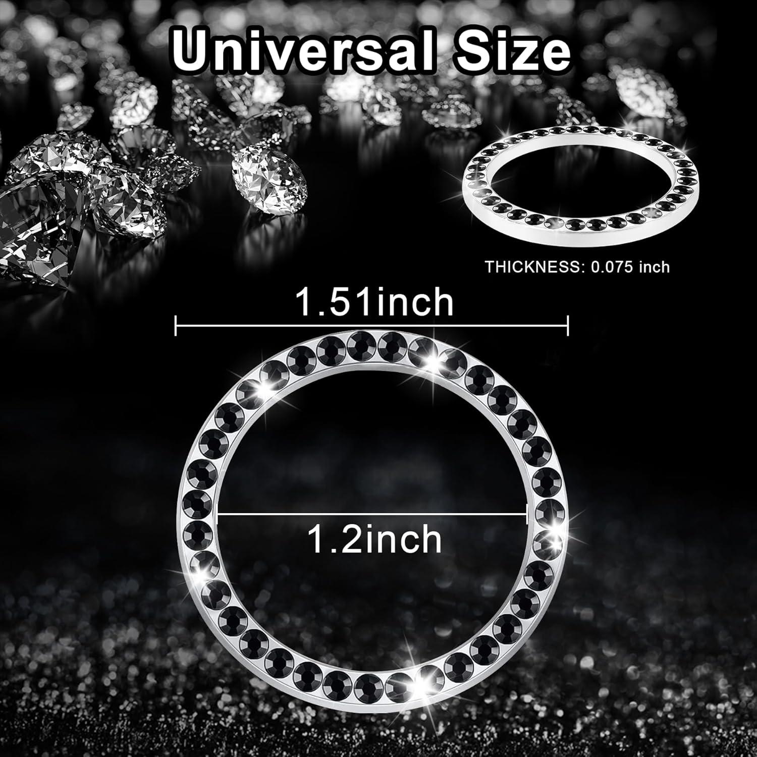 imageLivTee 2 PCS Crystal Rhinestone Car Engine Start Stop Decoration Ring Bling Car Interior Accessories for Women Push to Start Button Cover Sticker Automotive Decals WhiteBlack