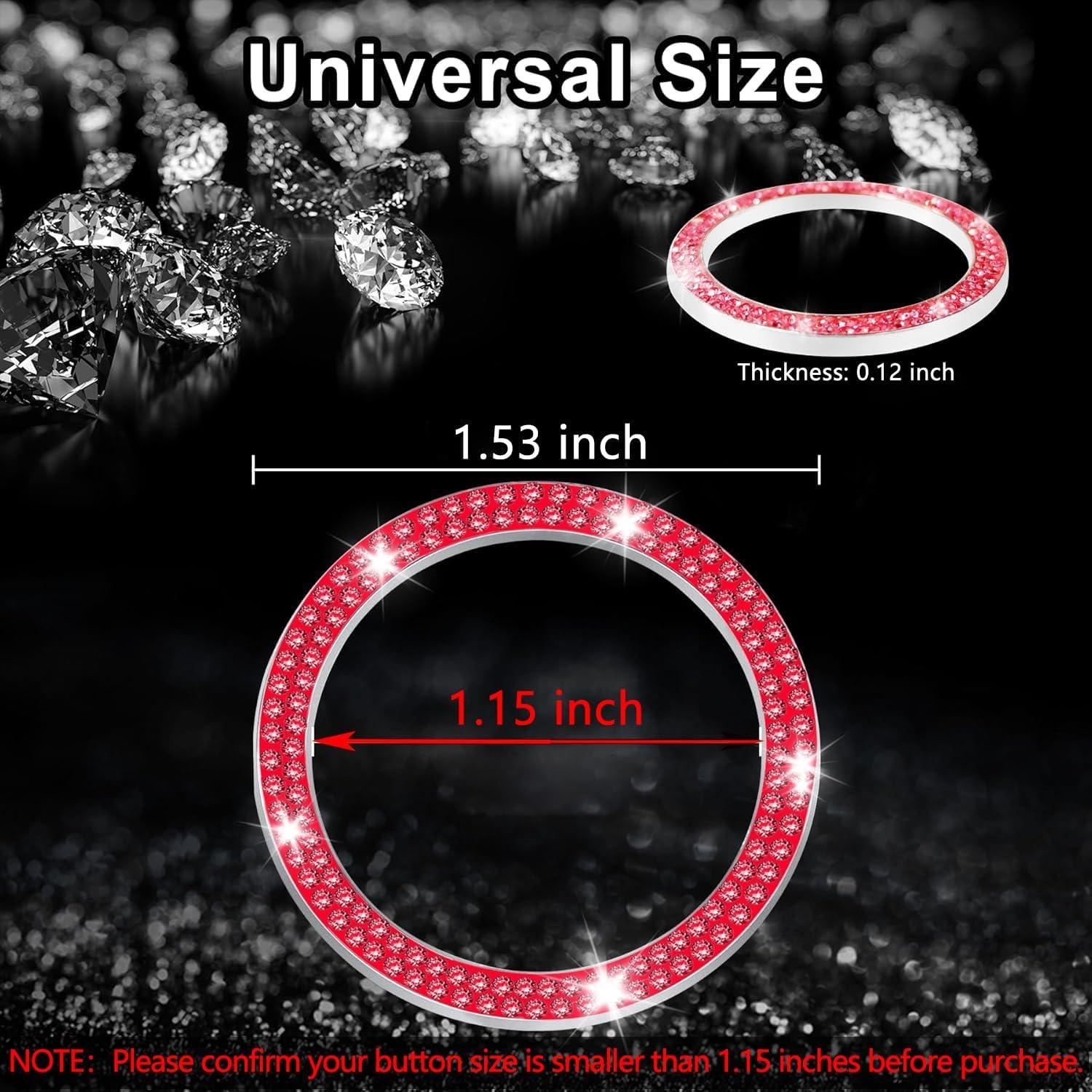 imageLivTee 2 PCS Crystal Rhinestone Car Engine Start Stop Decoration Ring Bling Car Interior Accessories for Women Push to Start Button Cover Sticker Automotive Decals WhiteDouble Red
