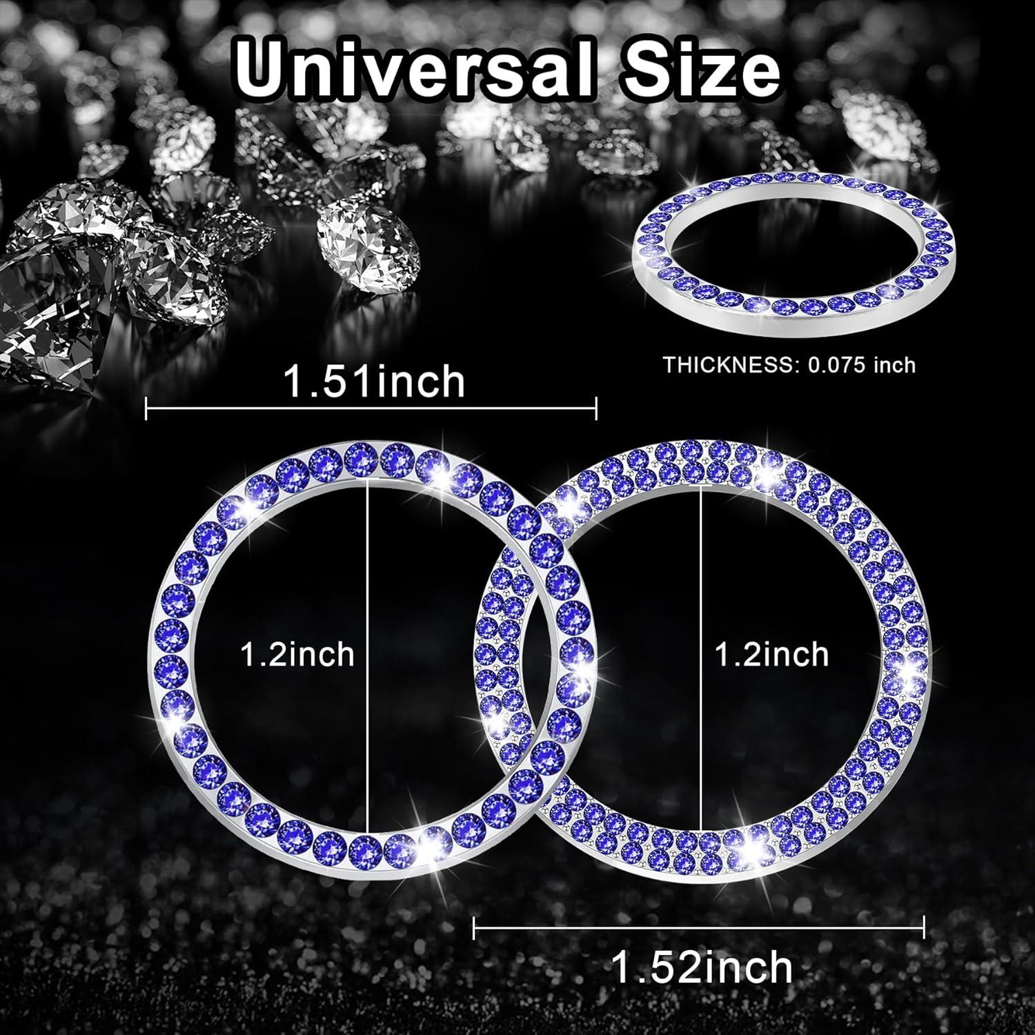 imageLivTee 2 PCS Crystal Rhinestone Car Engine Start Stop Decoration Ring Bling Car Interior Accessories for Women Push to Start Button Cover Sticker Automotive Decals WhiteSet Dark Blue