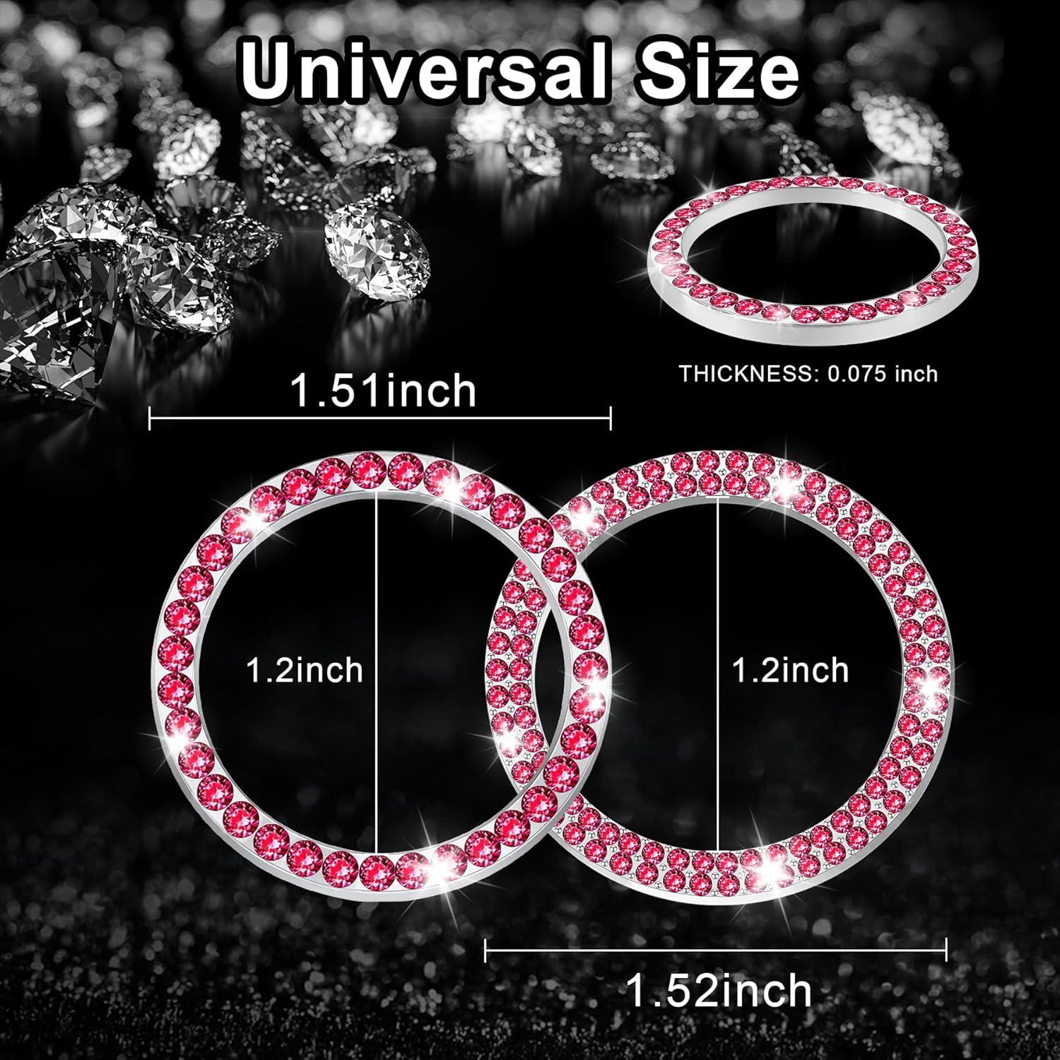 imageLivTee 2 PCS Crystal Rhinestone Car Engine Start Stop Decoration Ring Bling Car Interior Accessories for Women Push to Start Button Cover Sticker Automotive Decals WhiteSet Red