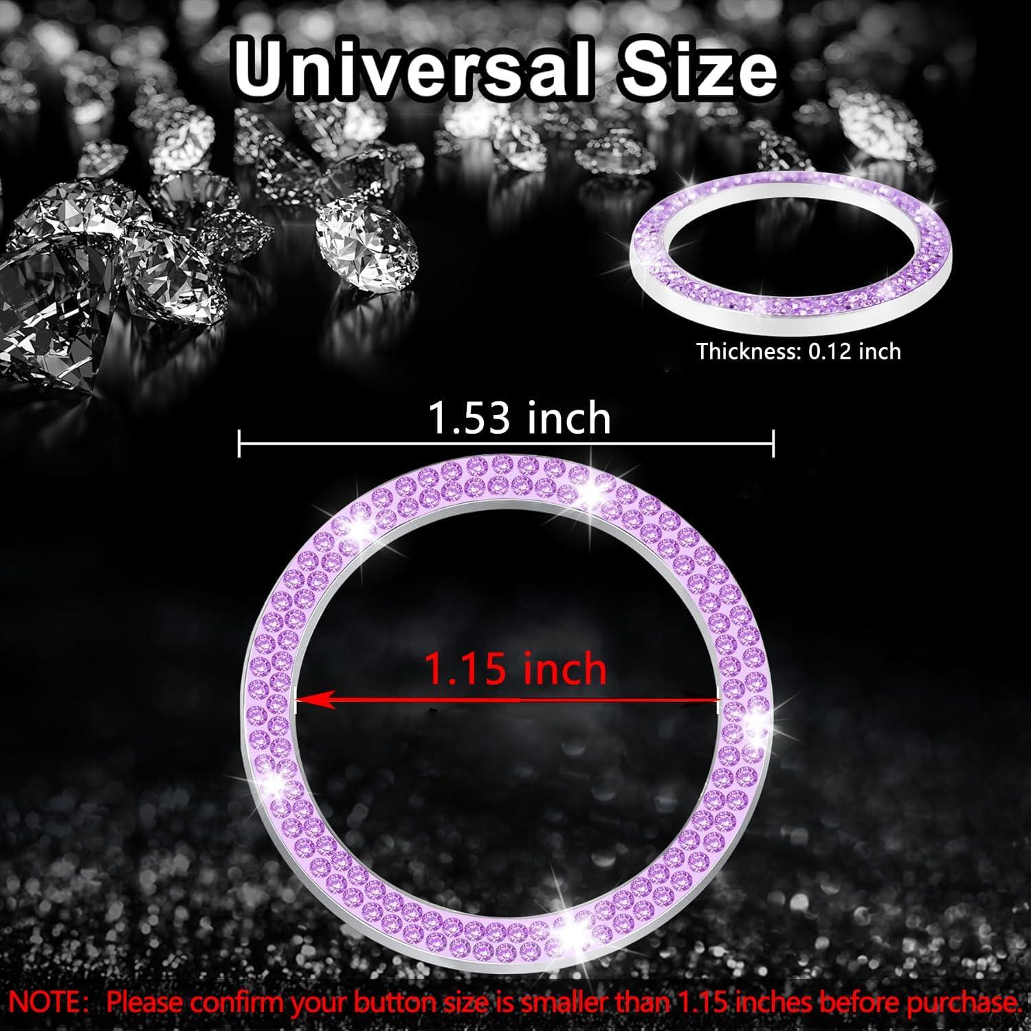 imageLivTee 2 PCS Crystal Rhinestone Car Engine Start Stop Decoration Ring Bling Car Interior Accessories for Women Push to Start Button Cover Sticker Automotive Decals WhiteDouble Purple