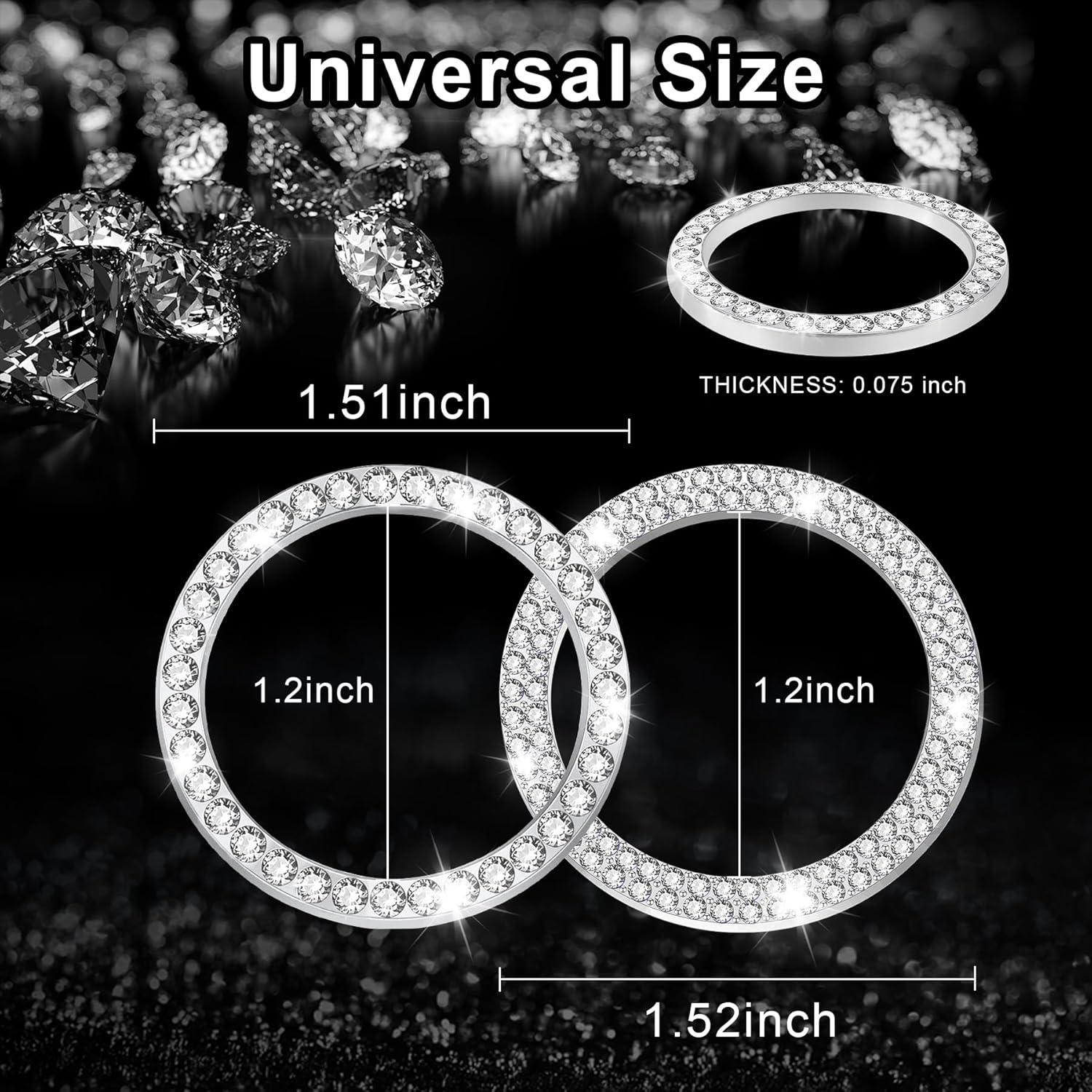 imageLivTee 2 PCS Crystal Rhinestone Car Engine Start Stop Decoration Ring Bling Car Interior Accessories for Women Push to Start Button Cover Sticker Automotive Decals WhiteSet White