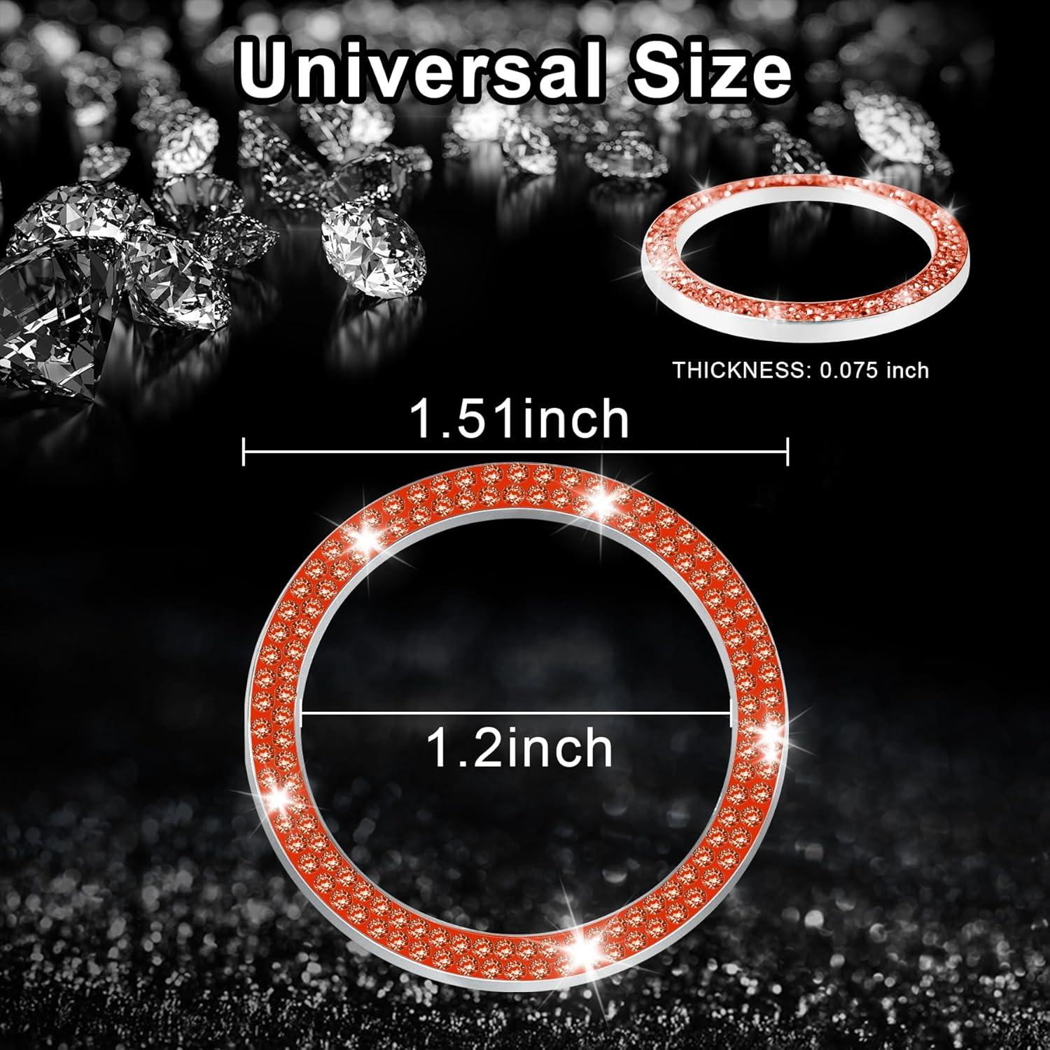 imageLivTee 2 PCS Crystal Rhinestone Car Engine Start Stop Decoration Ring Bling Car Interior Accessories for Women Push to Start Button Cover Sticker Automotive Decals WhiteDouble Redddish Orange