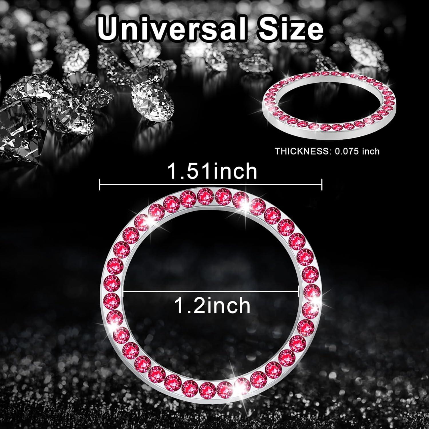 imageLivTee 2 PCS Crystal Rhinestone Car Engine Start Stop Decoration Ring Bling Car Interior Accessories for Women Push to Start Button Cover Sticker Automotive Decals WhiteRed